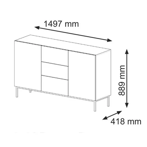 wymiary komody 150cm z szufladmi na ramie Livorno 5X