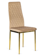 Beżowe welurowe pikowane krzesło glamour - Atem