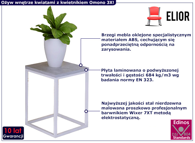 Minimalistyczny kwietnik Omono 3X kolor biały+beton