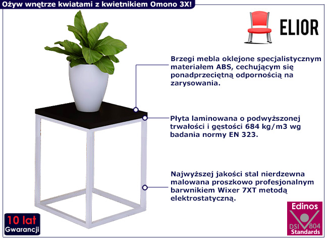 Minimalistyczny kwietnik Tabou 3X kolor biały+czarny