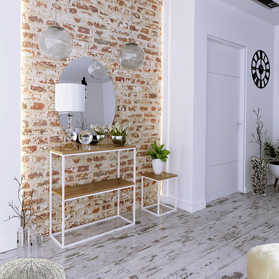 Wizualizacja stojaka na kwiaty Vilego 3X kolor biały+dąb lancelot