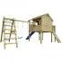 Fotografia Drewniany domek z siatką, ślizgawką i huśtawkami 560 x 440 x 294 cm z kategorii Ogród