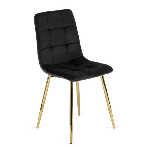 Czarne welurowe krzesło glamour Azlo