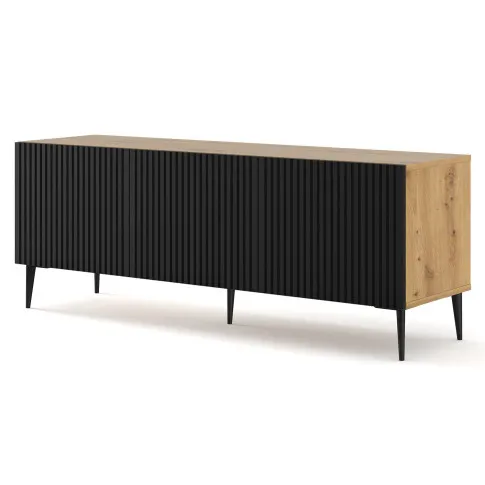 Szafka RTV 150cm czarny artisan trzydrzwiowa na szpilkach Livorno 10X