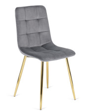 Szare welurowe krzesło w stylu glamour - Azlo w sklepie Edinos.pl