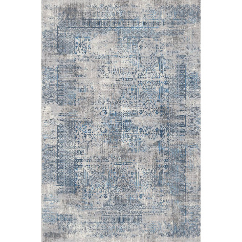Szaroniebieski dywan przecierany z delikatnym wzorem do salonu Izos 8X