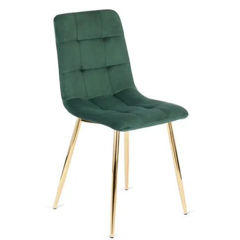 Zielone welurowe krzesło glamour Azlo