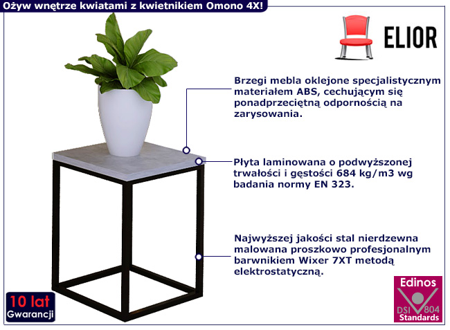 Minimalistyczny kwietnik Tabou 4X kolor czarny+beton