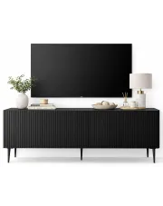 Czterodrzwiowa czarna szafka z lamelami - Melis 12X w sklepie Edinos.pl