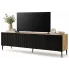 Szafka na TV dąb artisan z czarnym lamelowym frontem - Melis 12X