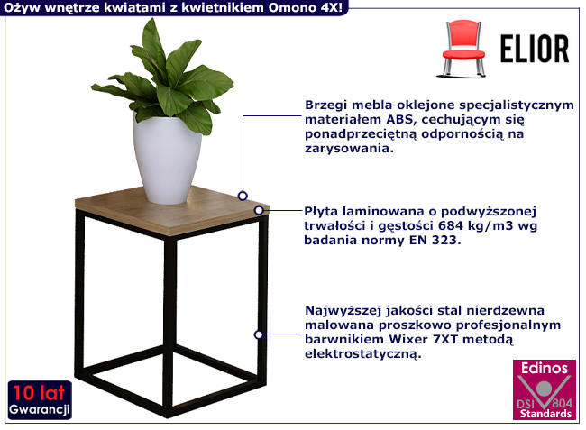 Minimalistyczny kwietnik Omono 4X kolor czarny+dąb lancelot