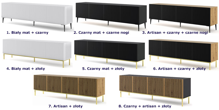 Dostępne kolory szafki rtv Melis 12X