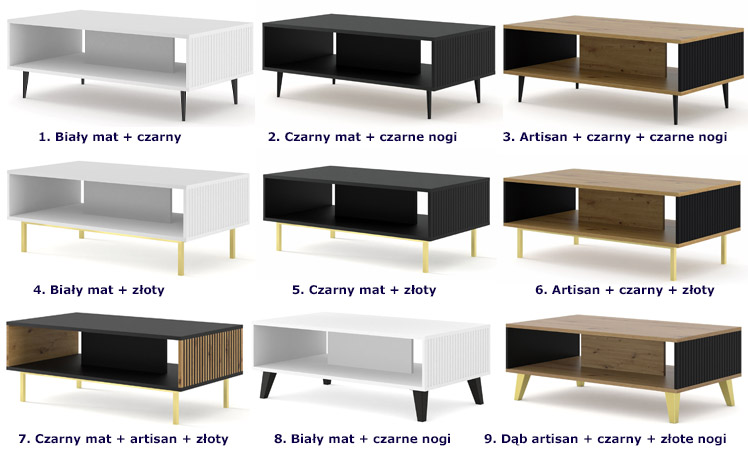 Dostępne kolory stolika Melis 13X