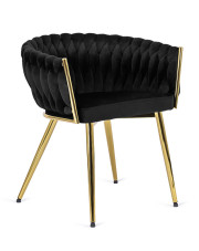 Czarne krzesło plecione w stylu glamour - Upro w sklepie Edinos.pl