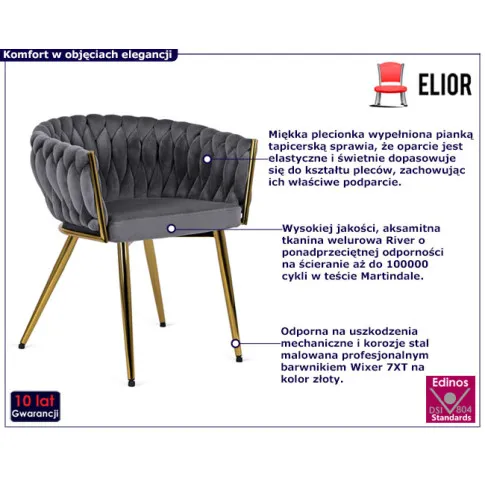 Szary fotel do stołu Upro