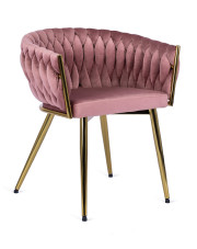Różowe krzesło fotelowe welurowe glamour - Upro w sklepie Edinos.pl