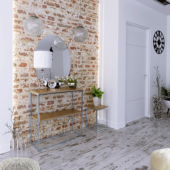 Wizualizacja stojaka na kwiaty Vilego 5X kolor srebrny+dąb lancelot