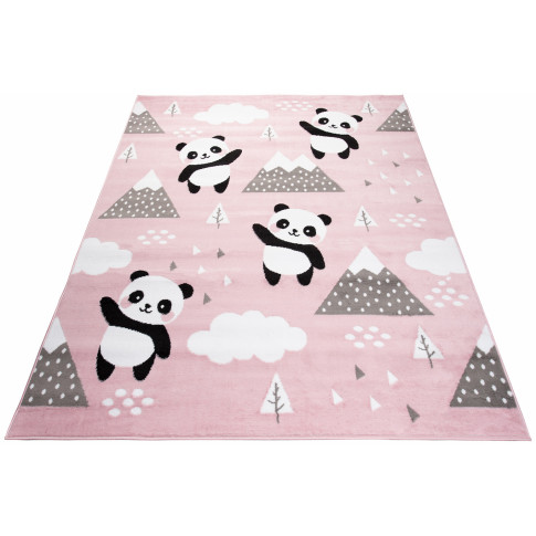 Prostokątny różowy dywan w pandy Jomi 5X