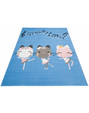 Dziecięcy niebieski dywan w tańczące kotki - Jomi 10X w sklepie Edinos.pl