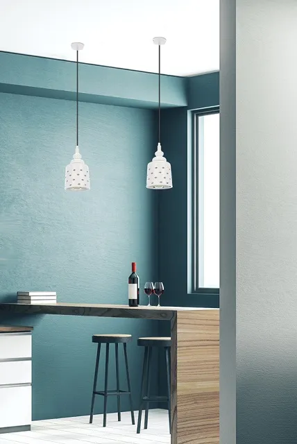Produkt Biała lampa wisząca z ażurowym kloszem - V153-Madia