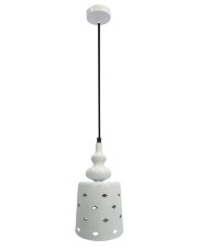 Biała lampa wisząca z ażurowym kloszem - V153-Benusio