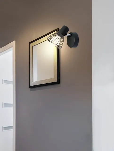 Produkt Czarny loftowy kinkiet ścienny z ażurowym kloszem - V169-Merpix