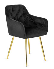 Czarne welurowe krzesło fotelowe glamour - Vamo w sklepie Edinos.pl