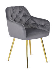 Szare pikowane krzesło glamour z podłokietnikami - Vamo