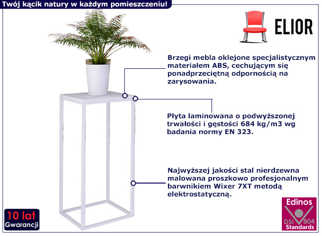 Kwienik z metalowym stelażem Jarina 3X kolor biały