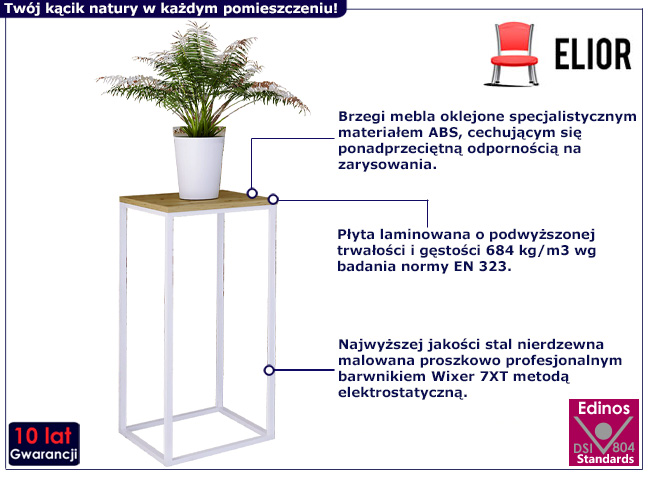 Kwienik z metalowym stelażem Jarina 3X kolor biały+dąb artisan