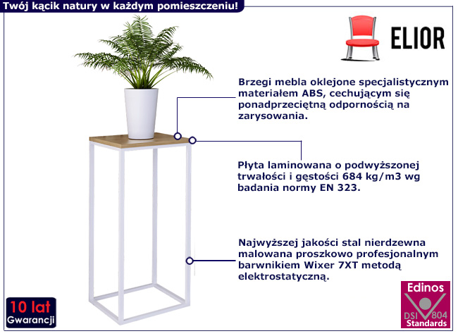 Kwienik z metalowym stelażem Mobis 3X kolor biały+dąb lancelot