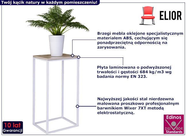 Kwienik z metalowym stelażem Mobis 3X kolor biały+dąb sonoma