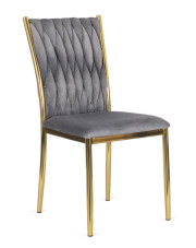 Szare welurowe krzesło plecione glamour - Orvo