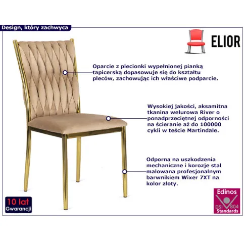 Bezowe eleganckie krzesło glamour Orvo