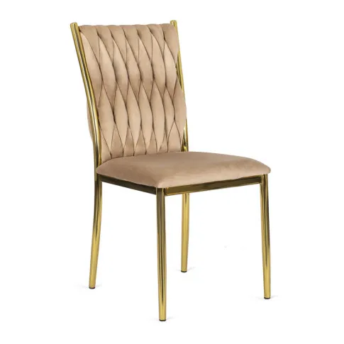 Bezowe plecione krzesło glamour Orvo