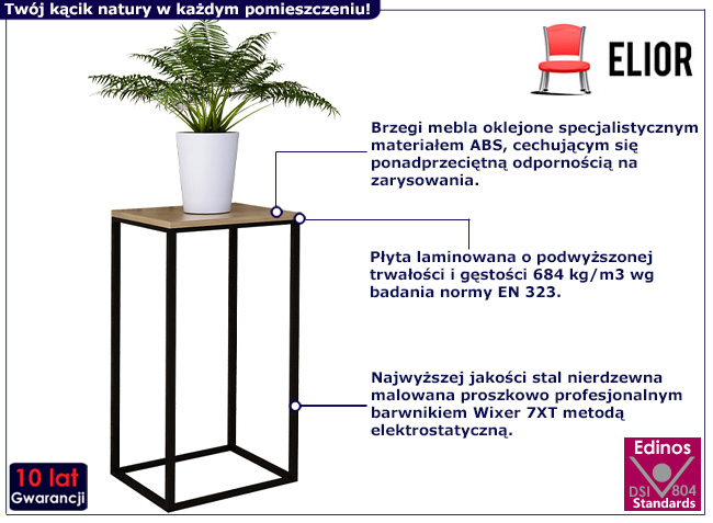 Kwienik z metalowym stelażem Mobis 4X kolor czarny+dąb lancelot