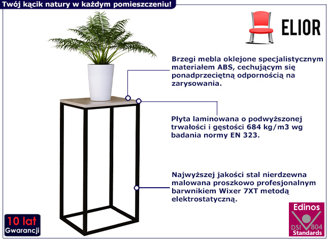 Kwienik z metalowym stelażem Jarina 4X kolor czarny+dąb sonoma
