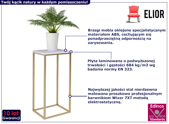 Kwienik z metalowym stelażem Mobis 6X kolor złoty+biały