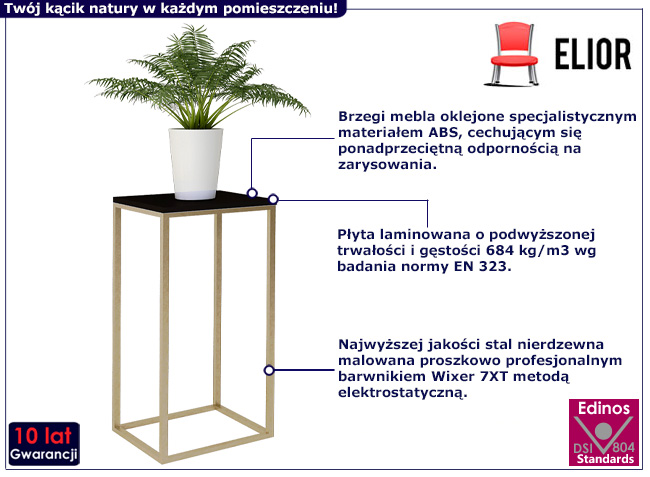 Kwienik z metalowym stelażem Mobis 6X kolor złoty+czarny