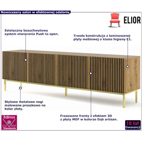 Szafka rtv dąb artisan złota rama Livorno 12X