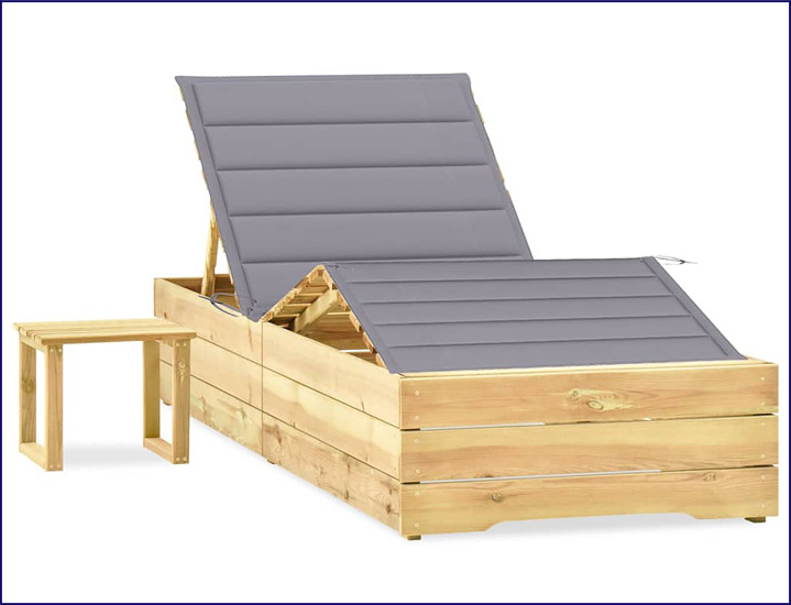 Leżak z poduszką i stolikiem Ogebis kolor szary