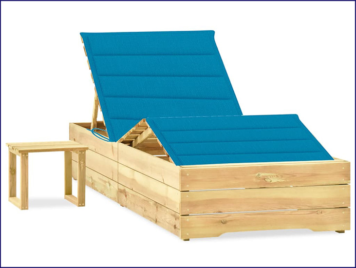 Leżak z poduszką i stolikiem Mitros kolor niebieski