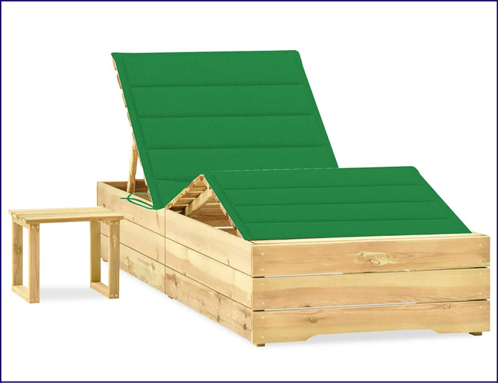 Leżak z poduszką i stolikiem Mitros kolor zielony