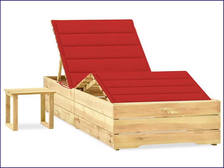 Leżak z poduszką i stolikiem Mitros kolor czerwony