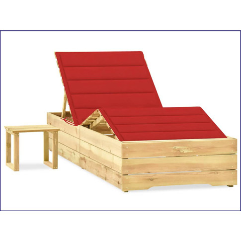 Leżak ze stolikiem Mitros kolor czerwony