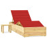 Drewniany regulowany leżak z poduszką i stolikiem czerwony- Mitros