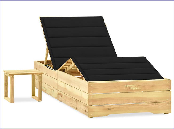 Leżak z poduszką i stolikiem Mitros kolor czarny