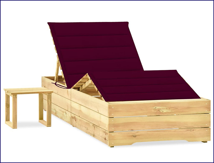 Leżak z poduszką i stolikiem Mitros kolor bordowy