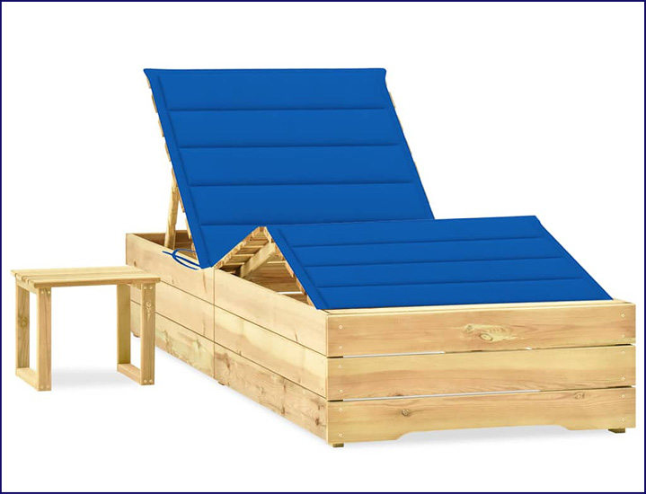 Leżak z poduszką i stolikiem Mitros kolor ciemnoniebieski