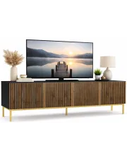 Czarna szafka rtv z lamowym frontem dąb artisan  - Melis 12X w sklepie Edinos.pl